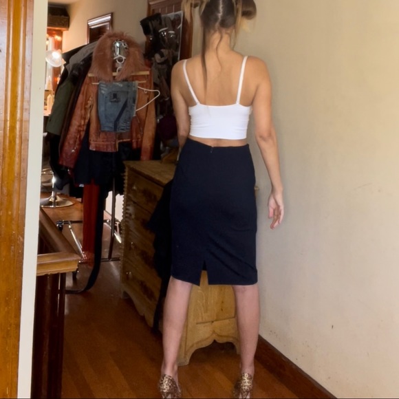 Navy Blue Pencil Skirt - Picture 2 of 11